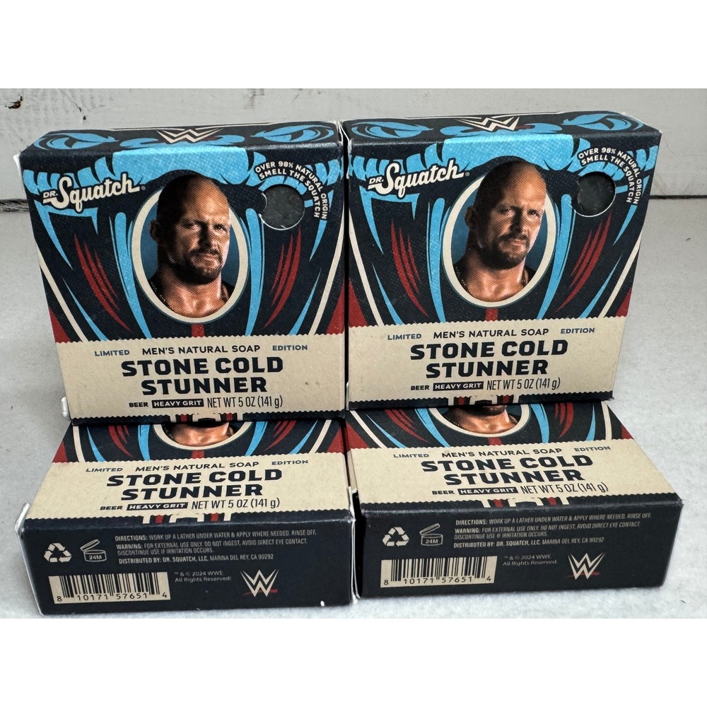 Dr Squatch Stone Cold Stunner Soap 4 Bar Lot WWE Steve Austin Heavy Grit LE